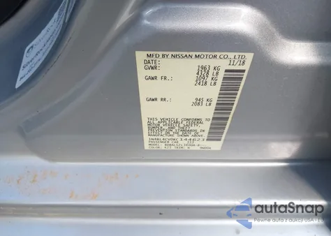 2019 Nissan Altima 2.5 Sr z USA, uszkodzony, nr VIN 1N4BL4CV0KC144623